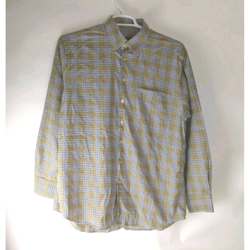 Scott Barber Men's Button Up Shirt Size Large Plaid Cotton Long Sleeve